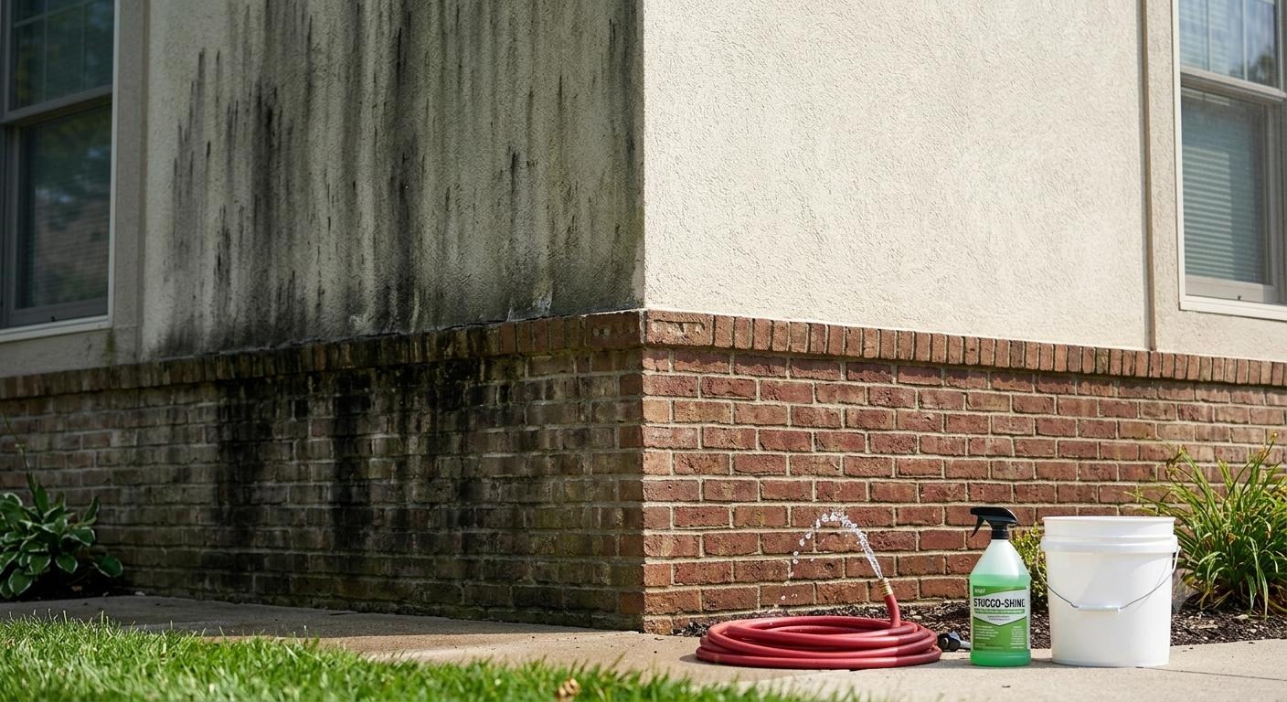 Pressure washing a home's exterior walls